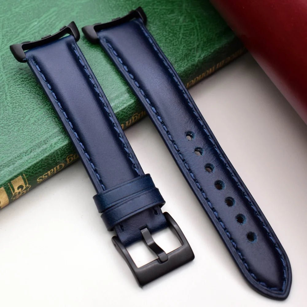 Navy Blue Full Grain Leather Google Pixel Watch Strap. Google Pixel Watch 2, 3, 4, 5. Stainless steel hardware. Watch And Strap.