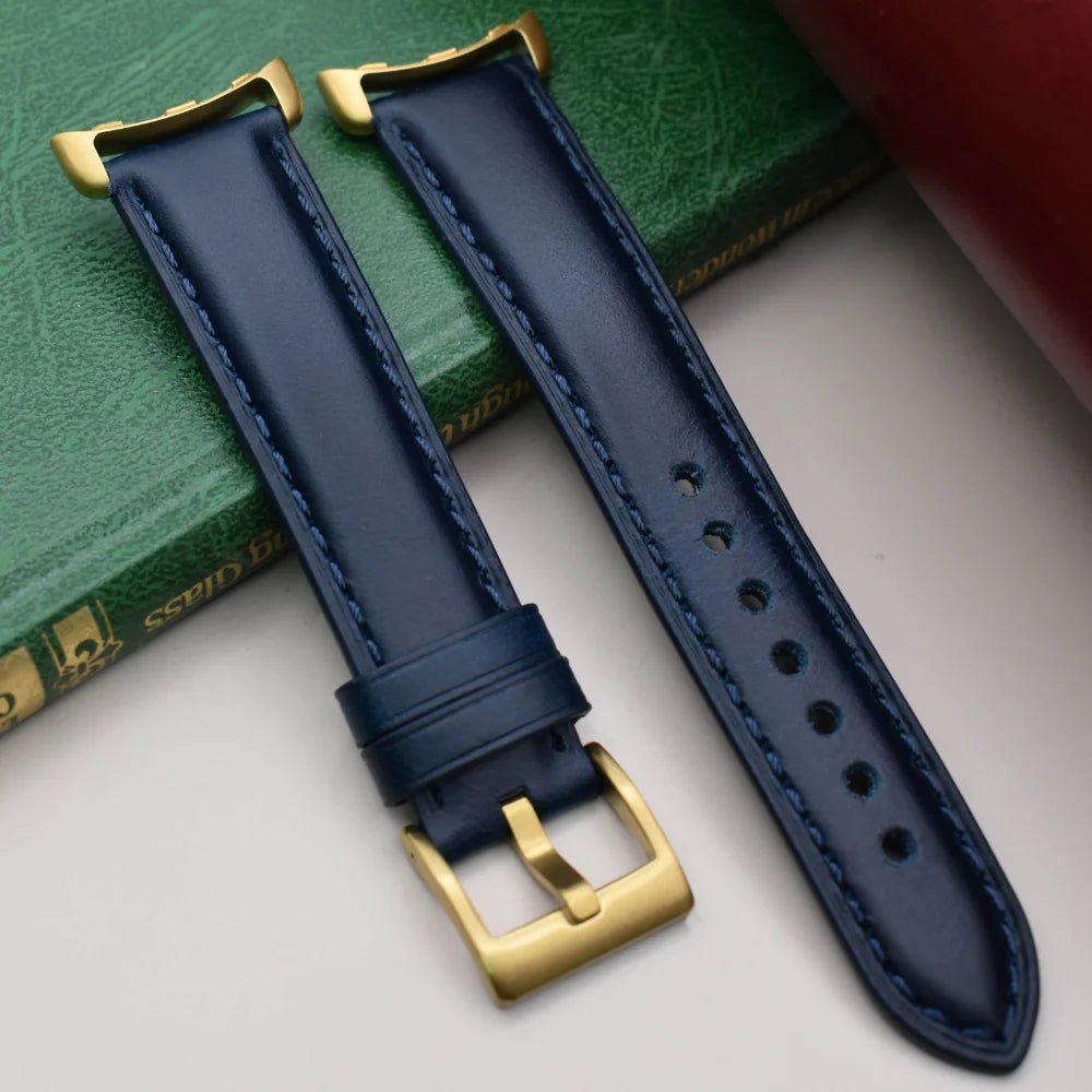 Navy Blue Full Grain Leather Google Pixel Watch Strap. Google Pixel Watch 2, 3, 4, 5. Stainless steel hardware. Watch And Strap.
