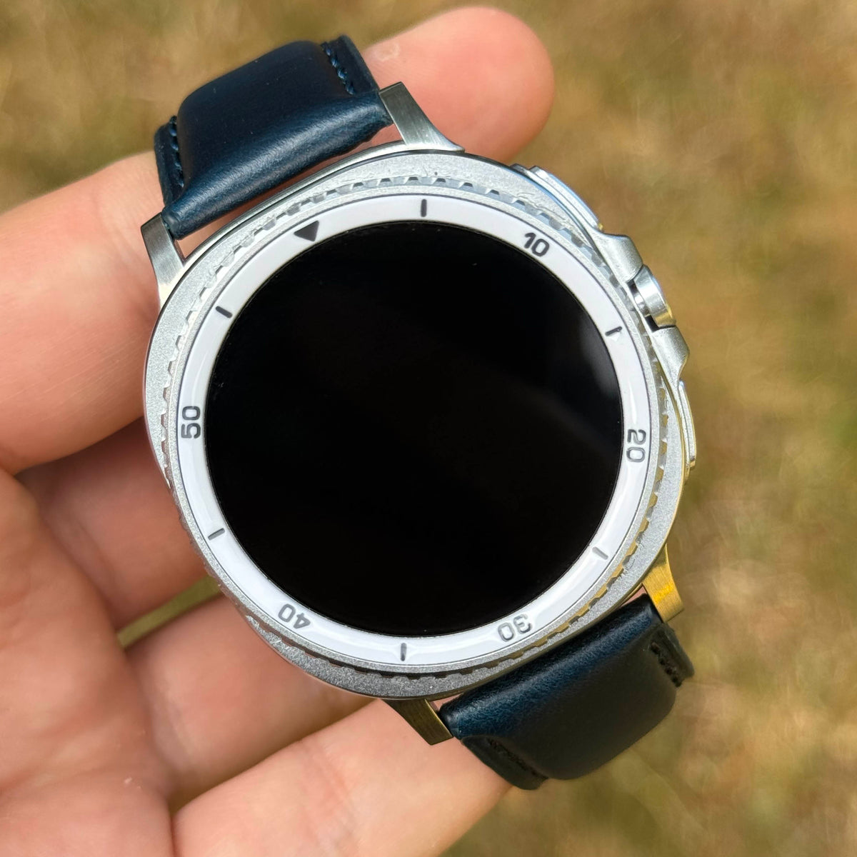 The Athens: Deep Ocean Blue Full Grain Leather Samsung Galaxy Watch Ultra / Watch 8/9 Strap