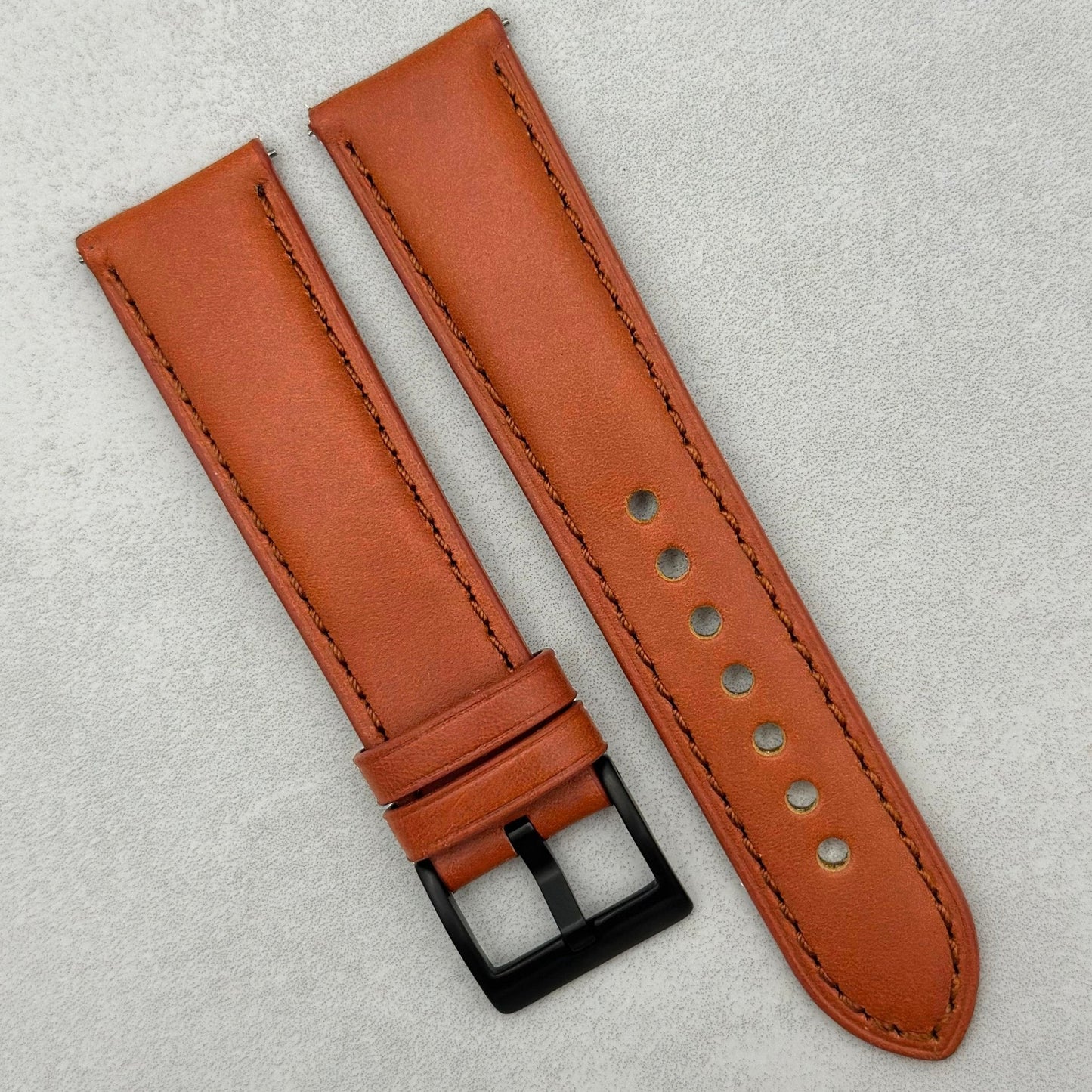 The Athens: Smoked Cinnamon Full Grain Leather Watch Strap