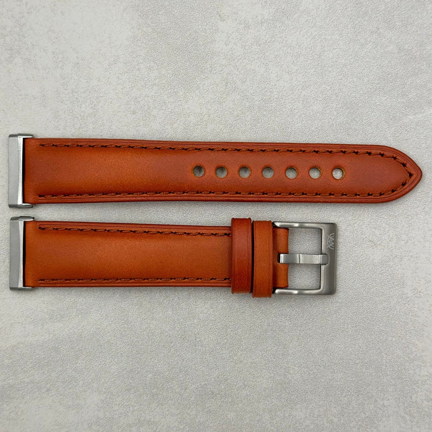 The Athens: Smoked Cinnamon Full Grain Leather Fitbit Versa/Sense Watch Strap