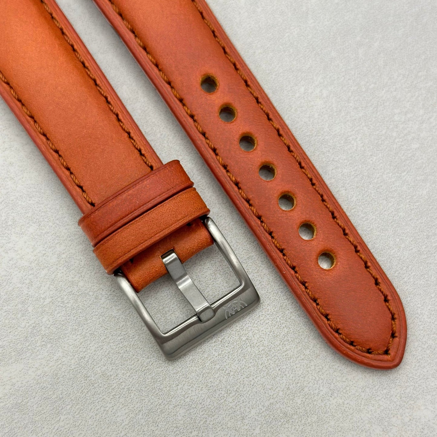 The Athens: Smoked Cinnamon Full Grain Leather Fitbit Versa/Sense Watch Strap