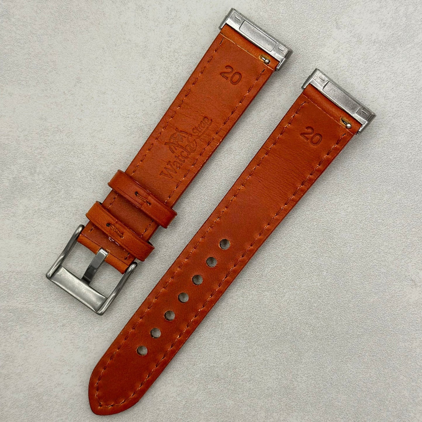 The Athens: Smoked Cinnamon Full Grain Leather Fitbit Versa/Sense Watch Strap