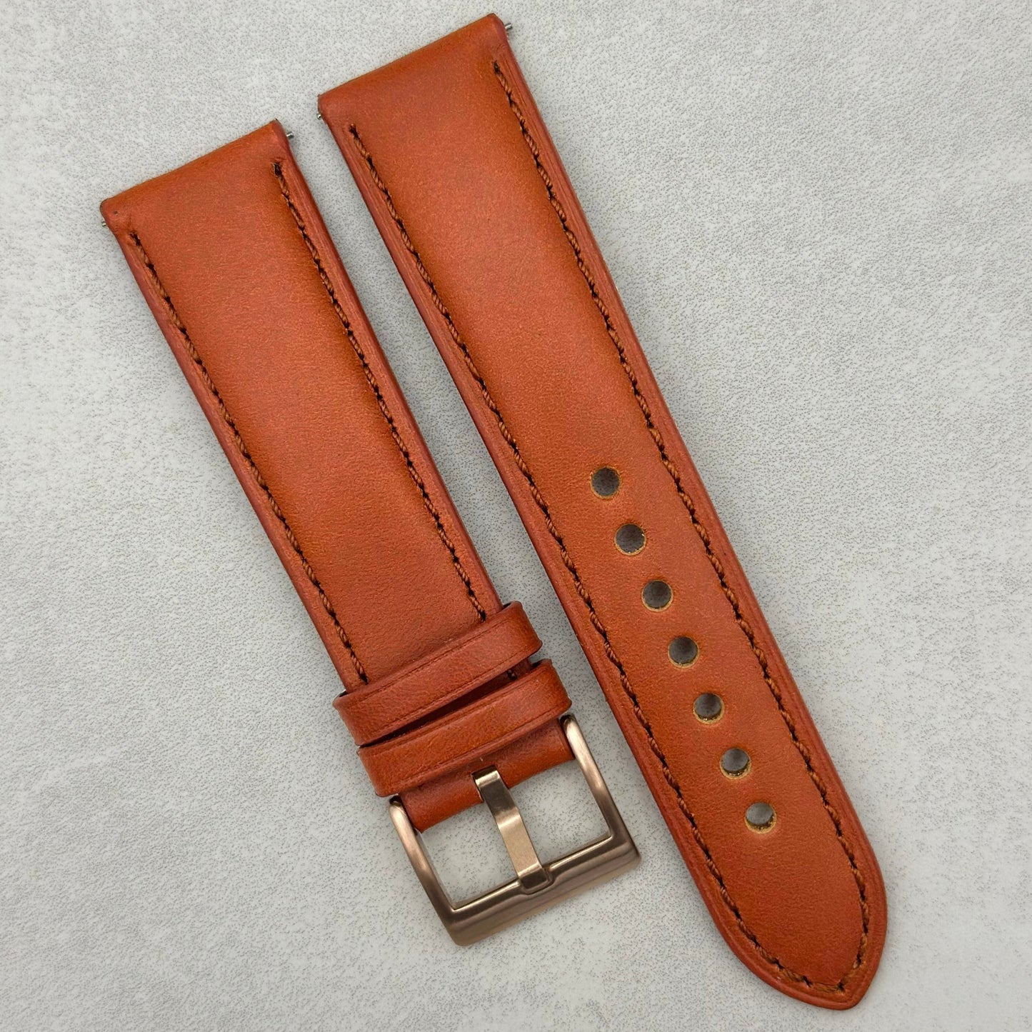 The Athens: Smoked Cinnamon Full Grain Leather Watch Strap