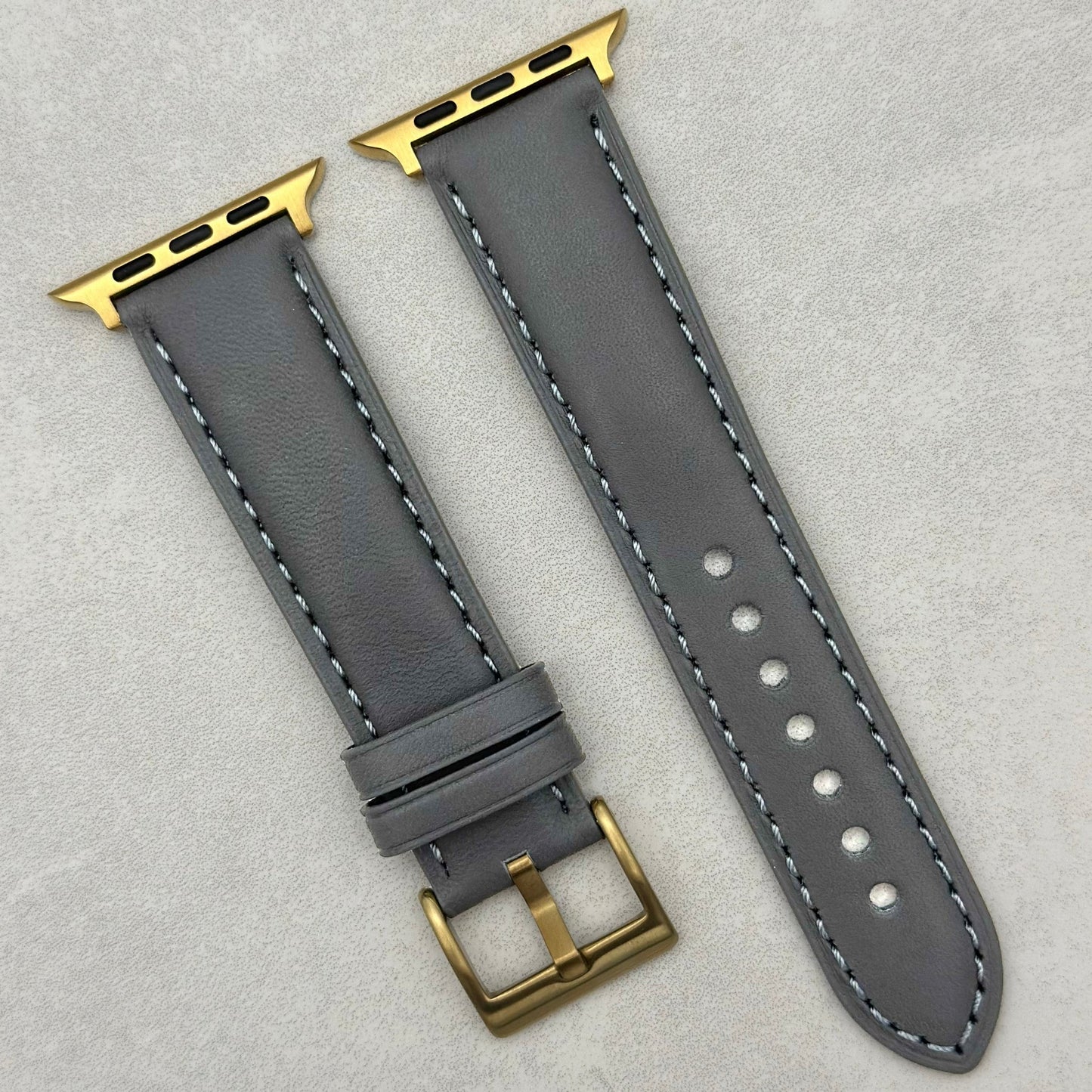The Athens: Slate Grey Full Grain Leather Apple Watch Strap