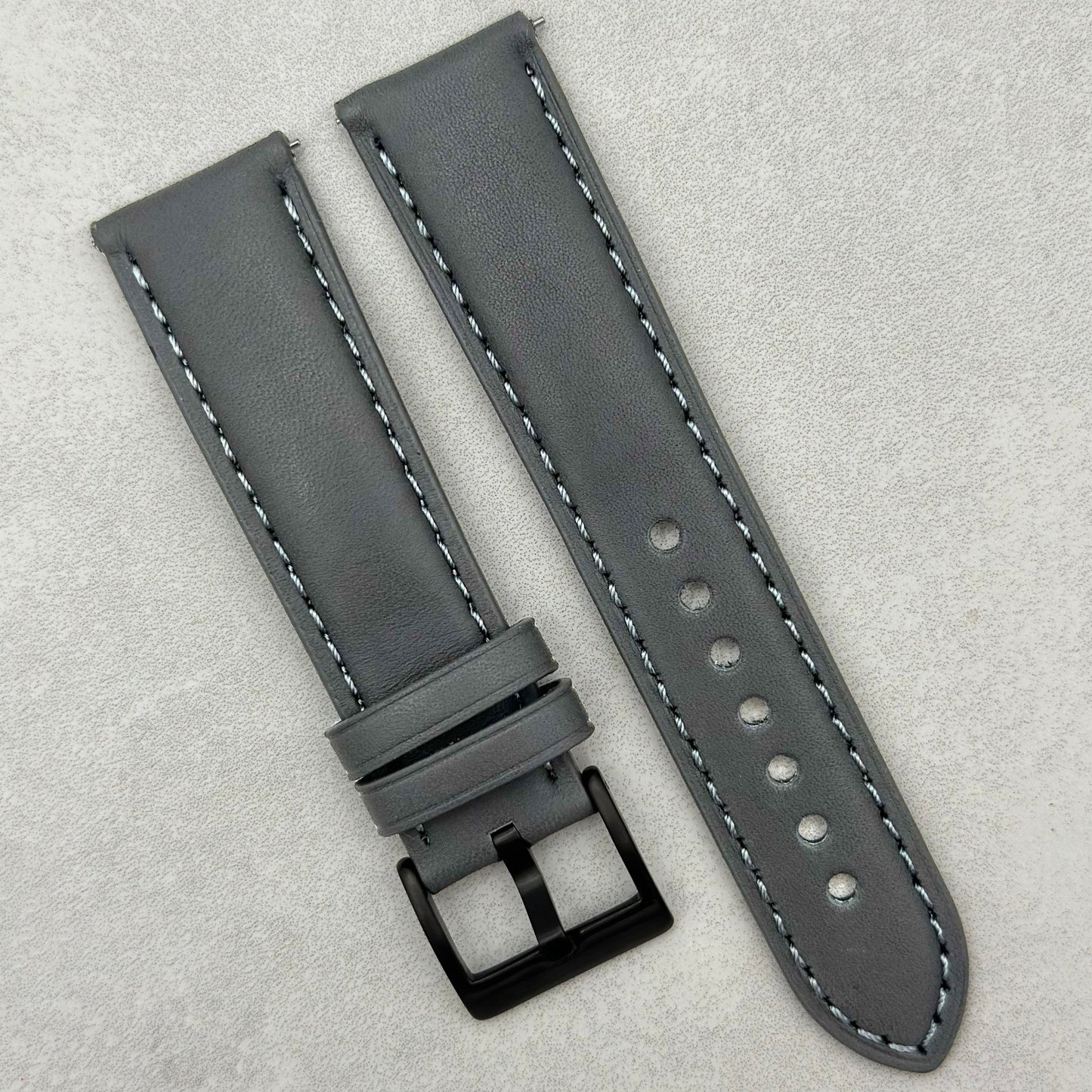 The Athens: Slate Grey Full Grain Leather Watch Strap