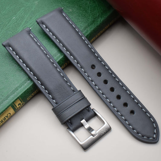 The Athens: Slate Grey Full Grain Leather Watch Strap