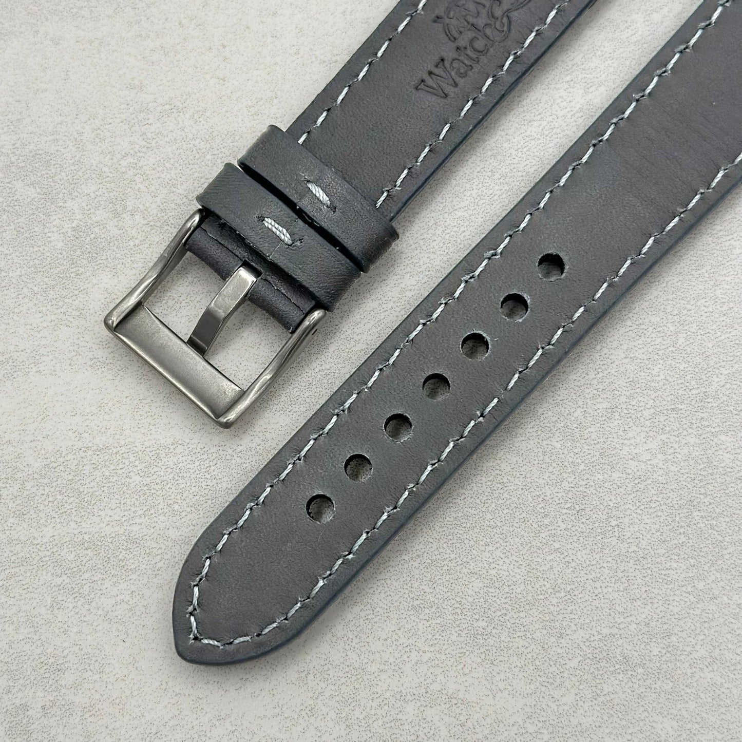 The Athens: Slate Grey Full Grain Leather Google Pixel Watch Strap