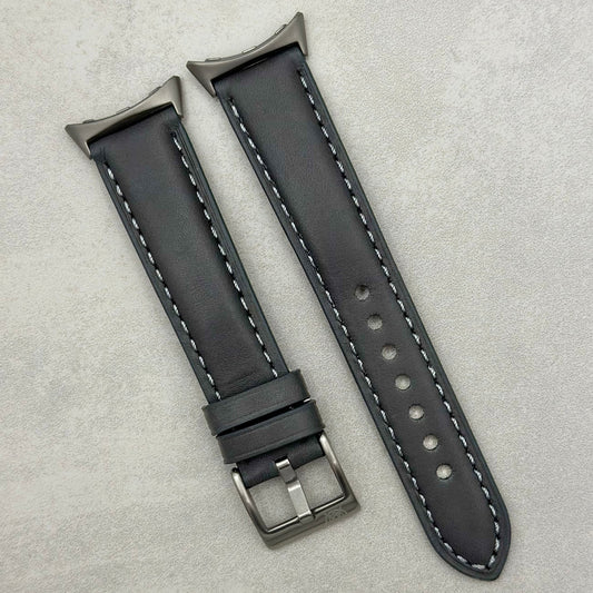 The Athens: Slate Grey Full Grain Leather Google Pixel Watch Strap