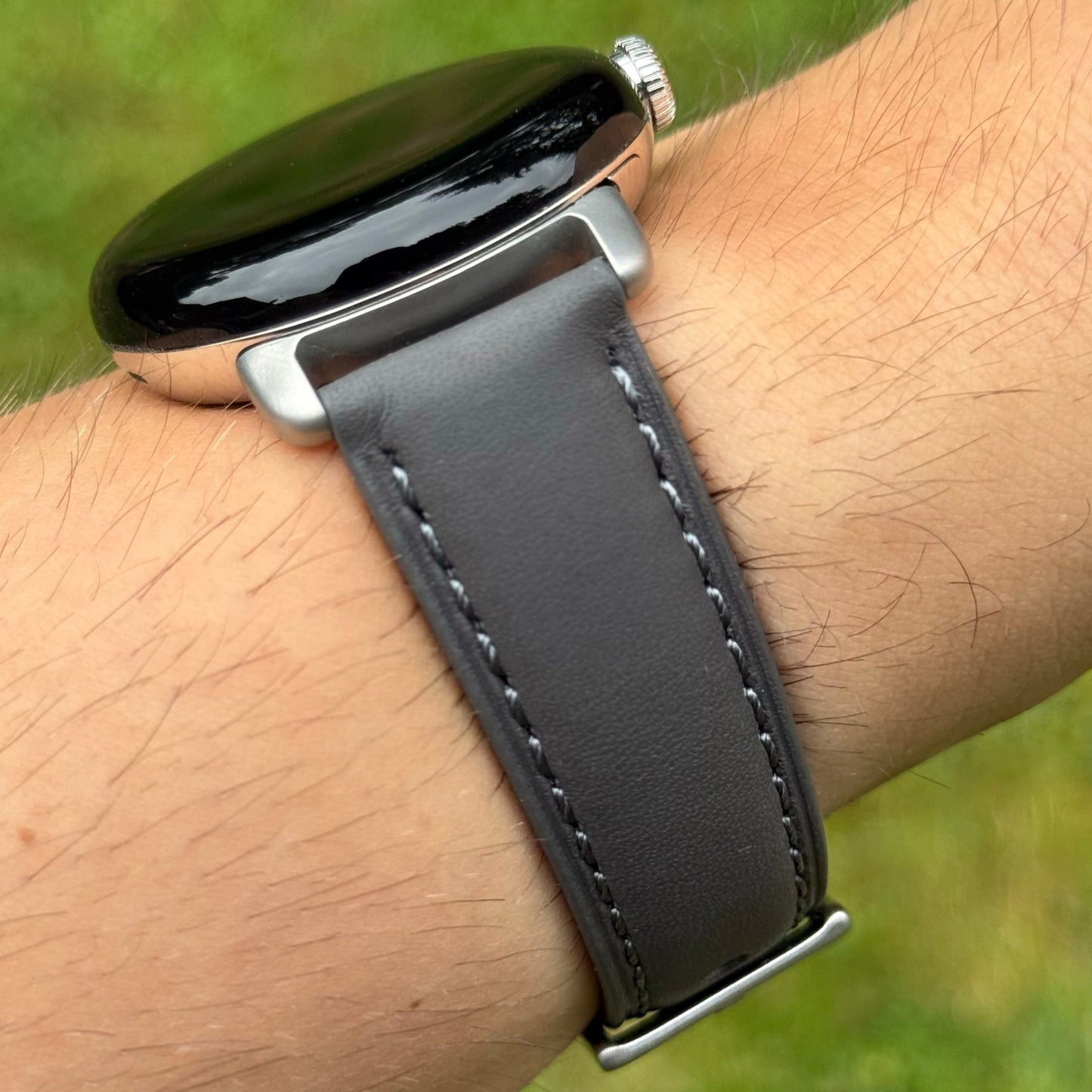 The Athens: Slate Grey Full Grain Leather Google Pixel Watch Strap