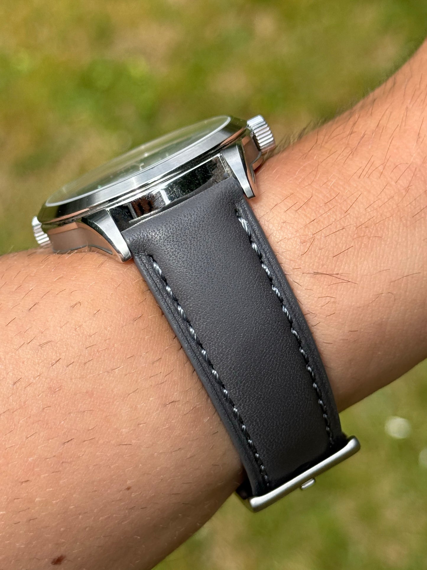 The Athens: Slate Grey Full Grain Leather Watch Strap