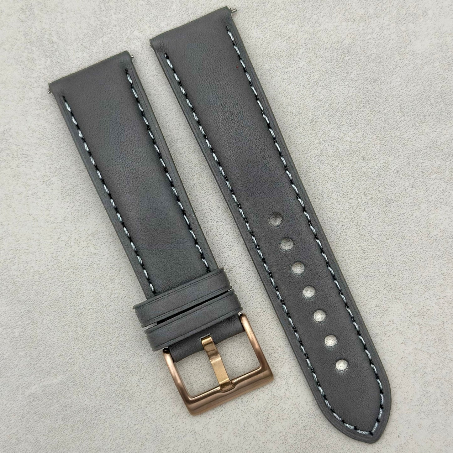 The Athens: Slate Grey Full Grain Leather Watch Strap