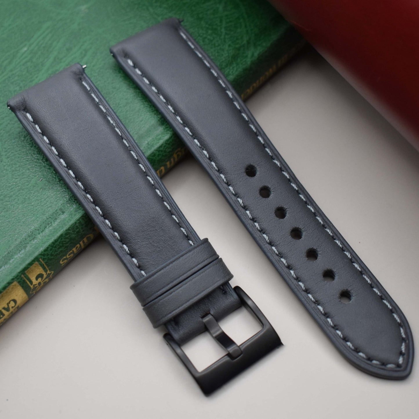 The Athens: Slate Grey Full Grain Leather Watch Strap