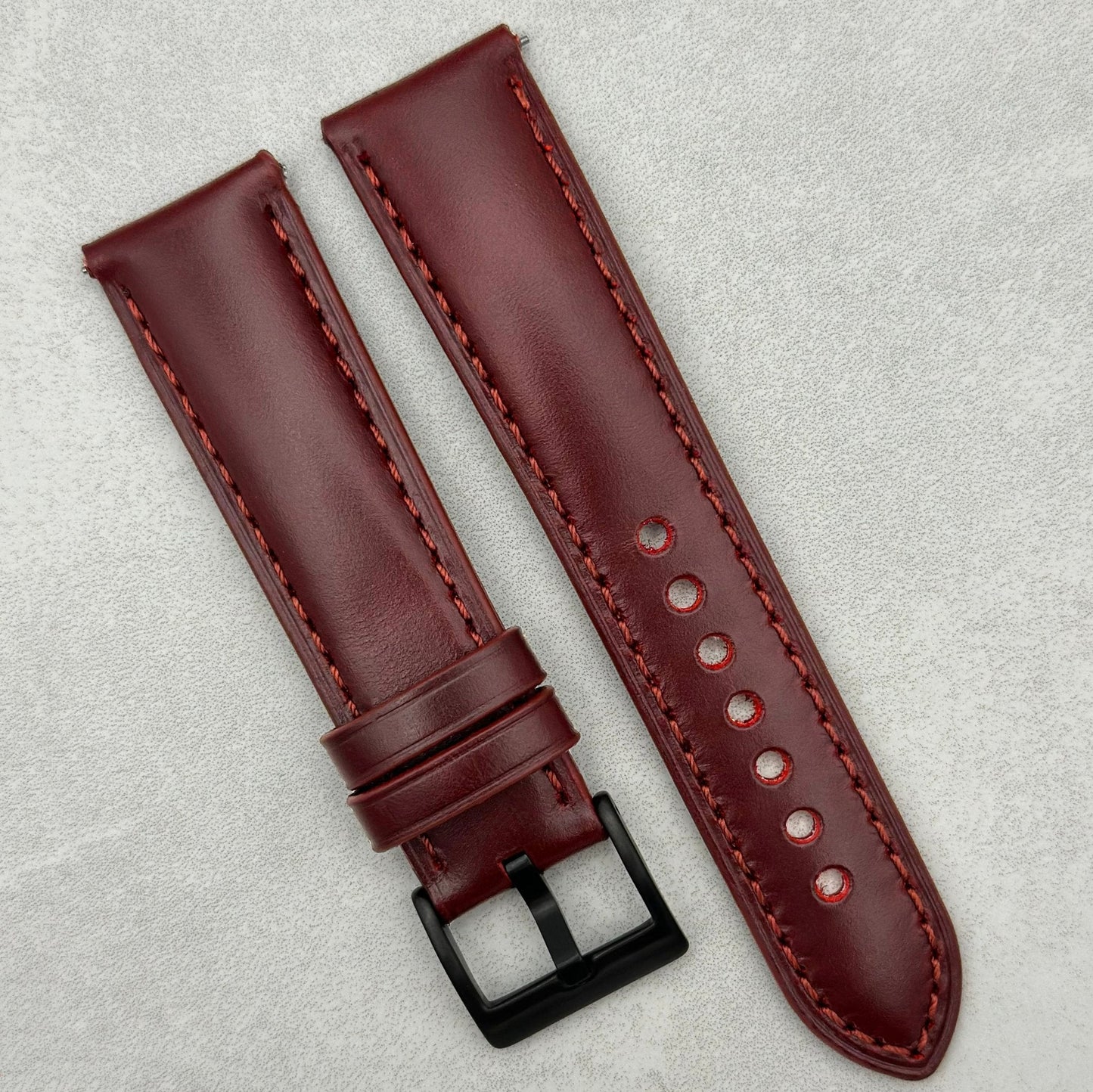 The Athens: Wine Red Full Grain Leather Watch Strap