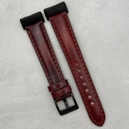 The Athens: Wine Red Full Grain Leather Fitbit Charge Watch Strap