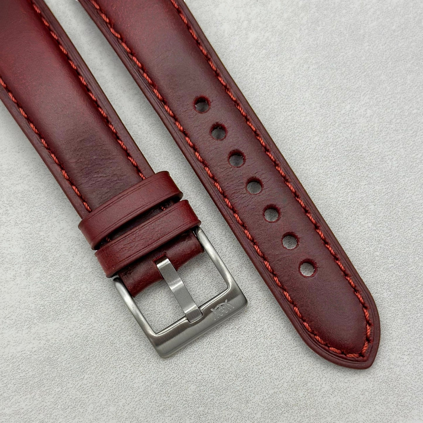 The Athens: Wine Red Full Grain Leather Fitbit Versa/Sense Watch Strap