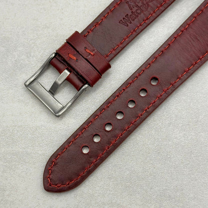 The Athens: Wine Red Full Grain Leather Fitbit Versa/Sense Watch Strap