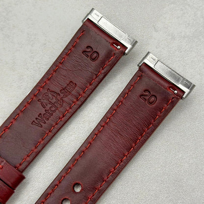 The Athens: Wine Red Full Grain Leather Fitbit Versa/Sense Watch Strap