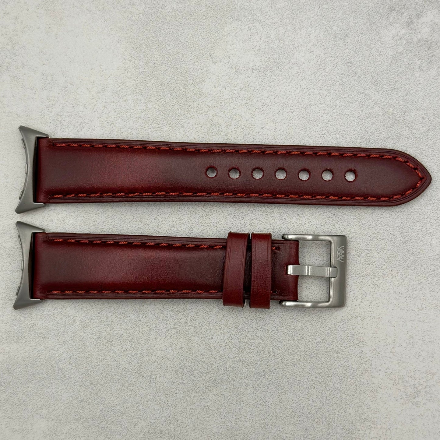 The Athens: Wine Red Full Grain Leather Google Pixel Watch Strap