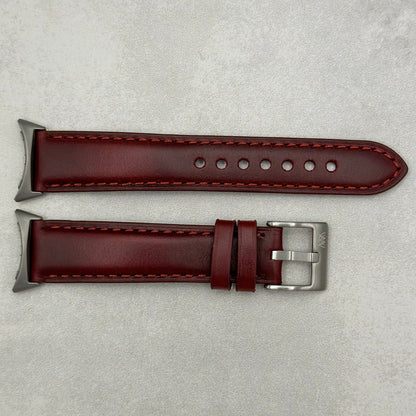 Athens wine red full grain leather Google Pixel Watch strap. Google Pixel Watch, Pixel Watch 2. Watch And Strap