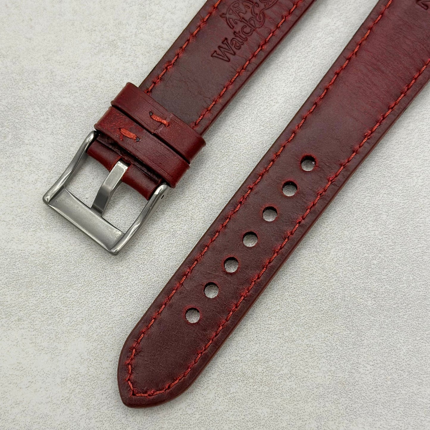 The Athens: Wine Red Full Grain Leather Google Pixel Watch Strap