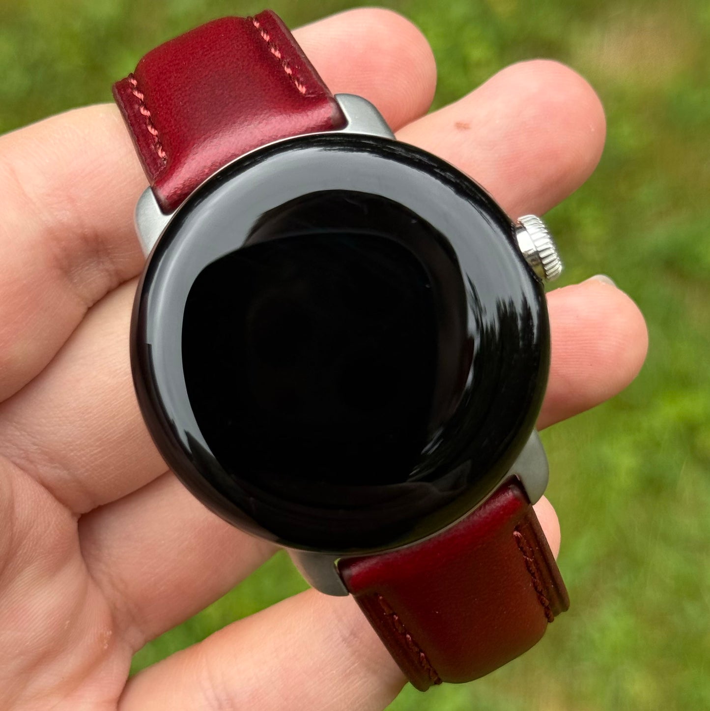 The Athens: Wine Red Full Grain Leather Google Pixel Watch Strap