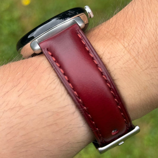 The Athens: Wine Red Full Grain Leather Google Pixel Watch Strap