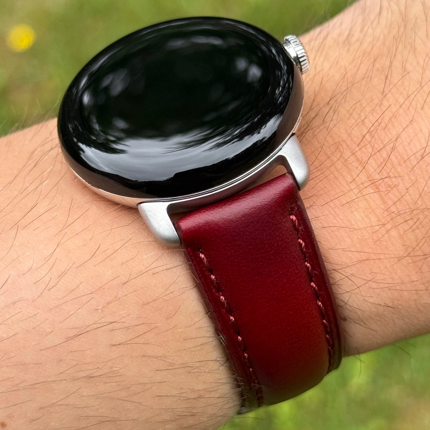 The Athens: Wine Red Full Grain Leather Google Pixel Watch Strap
