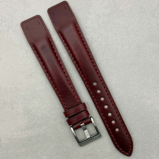 The Athens: Wine Red Full Grain Leather Open Ended Watch Strap