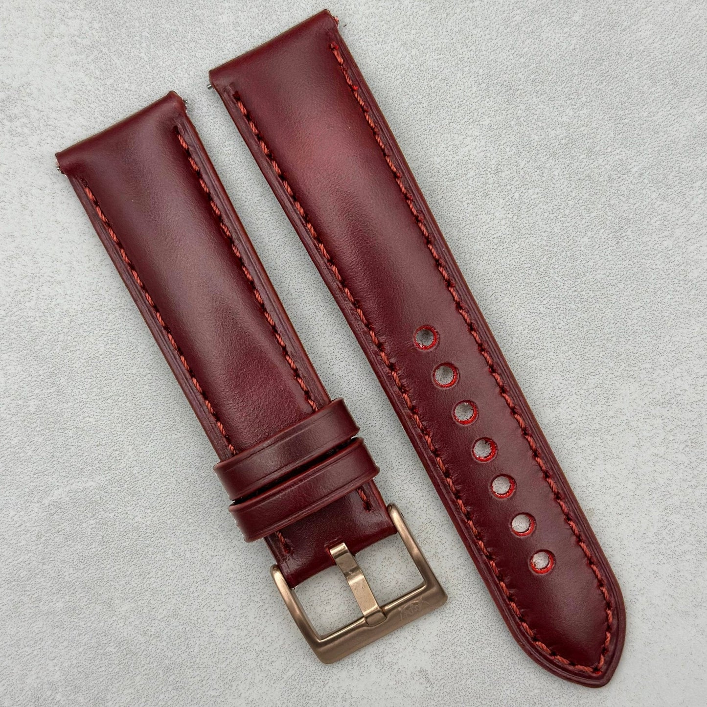 The Athens: Wine Red Full Grain Leather Watch Strap