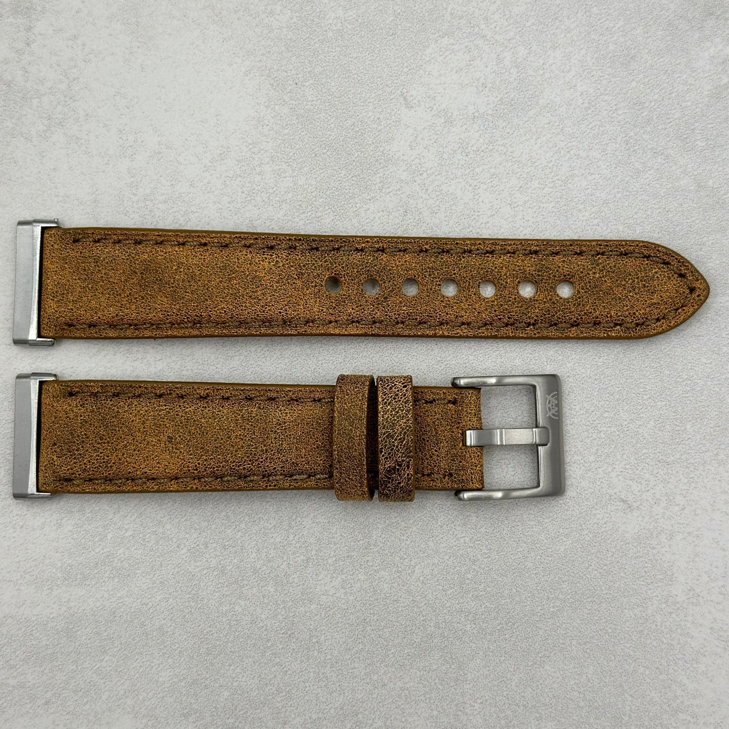 The Athens: Desert Sand Full Grain Leather Fitbit Versa/Sense Watch Strap