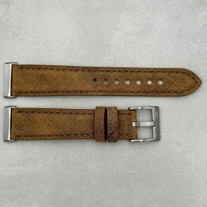 The Athens: Desert Sand Full Grain Leather Fitbit Versa/Sense Watch Strap