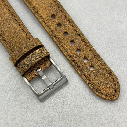 The Athens: Desert Sand Full Grain Leather Fitbit Versa/Sense Watch Strap