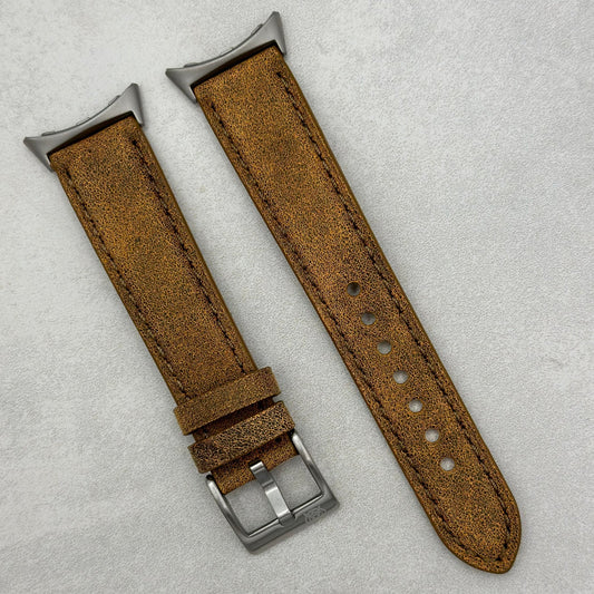 The Athens: Desert Sand Full Grain Leather Google Pixel Watch Strap