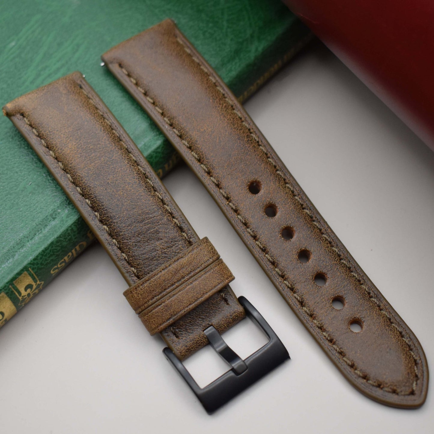 The Athens: Desert Sand Full Grain Leather Watch Strap