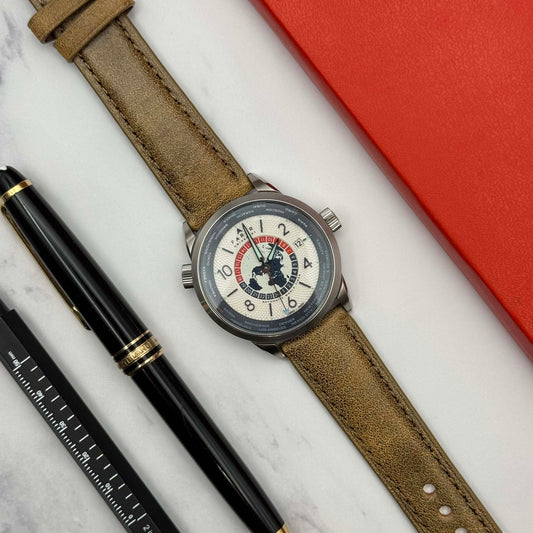 The Athens: Desert Sand Full Grain Leather Open Ended Watch Strap