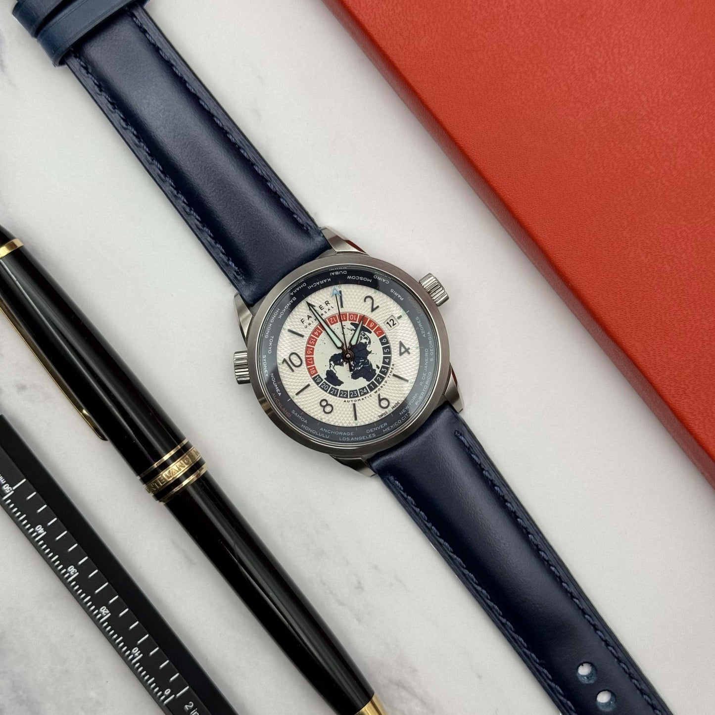 The Athens: Deep Ocean Blue Full Grain Leather Watch Strap