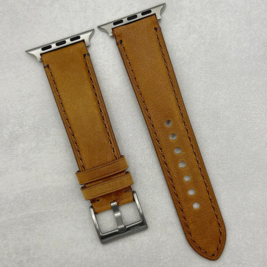 The Austin: Tan Brown Full Grain Leather Apple Watch Strap