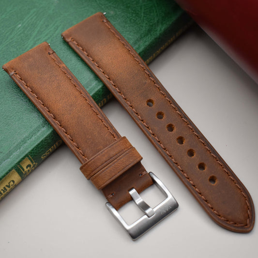 The Austin: Tan Brown Full Grain Leather Watch Strap
