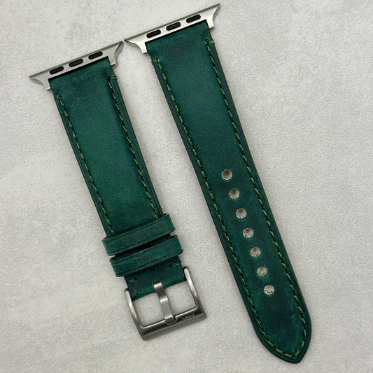 The Austin: Woodland Green Full Grain Leather Apple Watch Strap