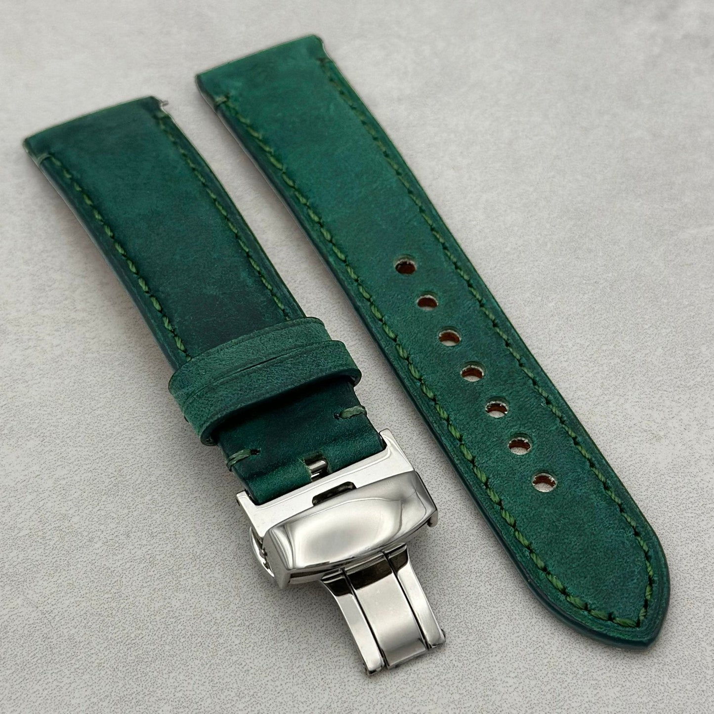 The Austin: Woodland Green Full Grain Leather Watch Strap