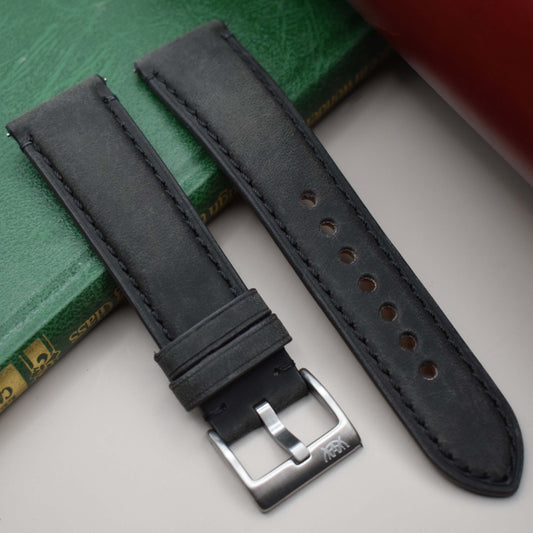 The Austin: Charcoal Grey Full Grain Leather Watch Strap