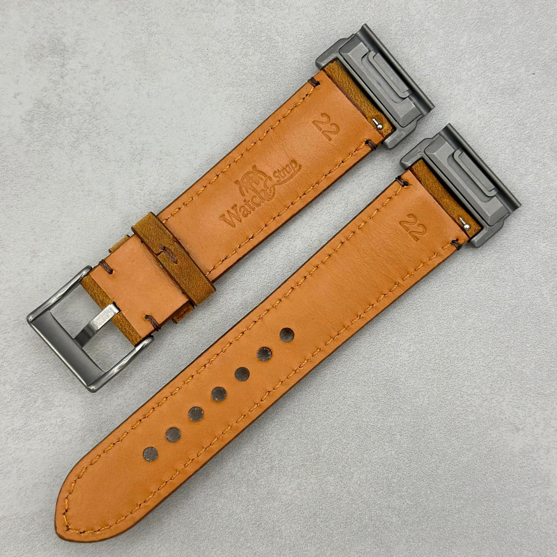 Tan Brown Full Grain Leather Garmin QuickFit Watch Strap – Watch