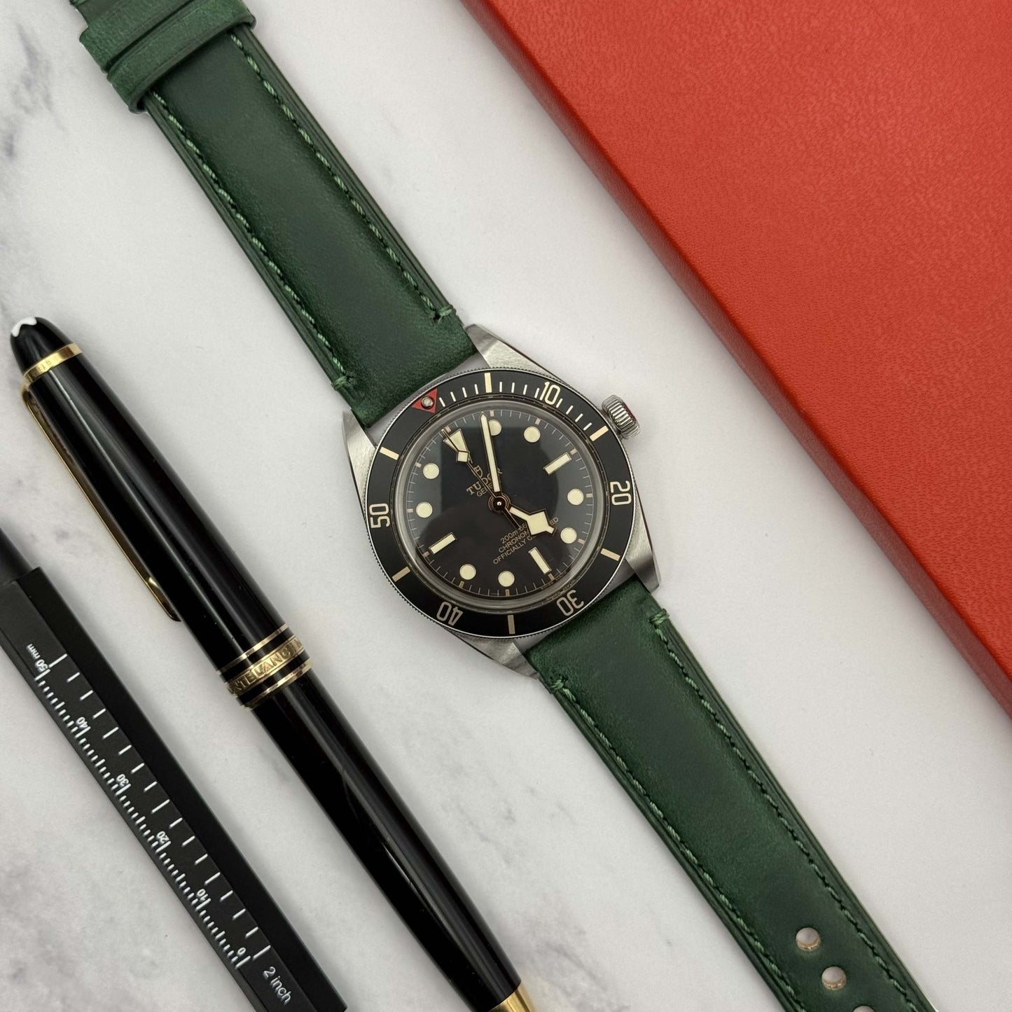 The Austin: Woodland Green Full Grain Leather Watch Strap