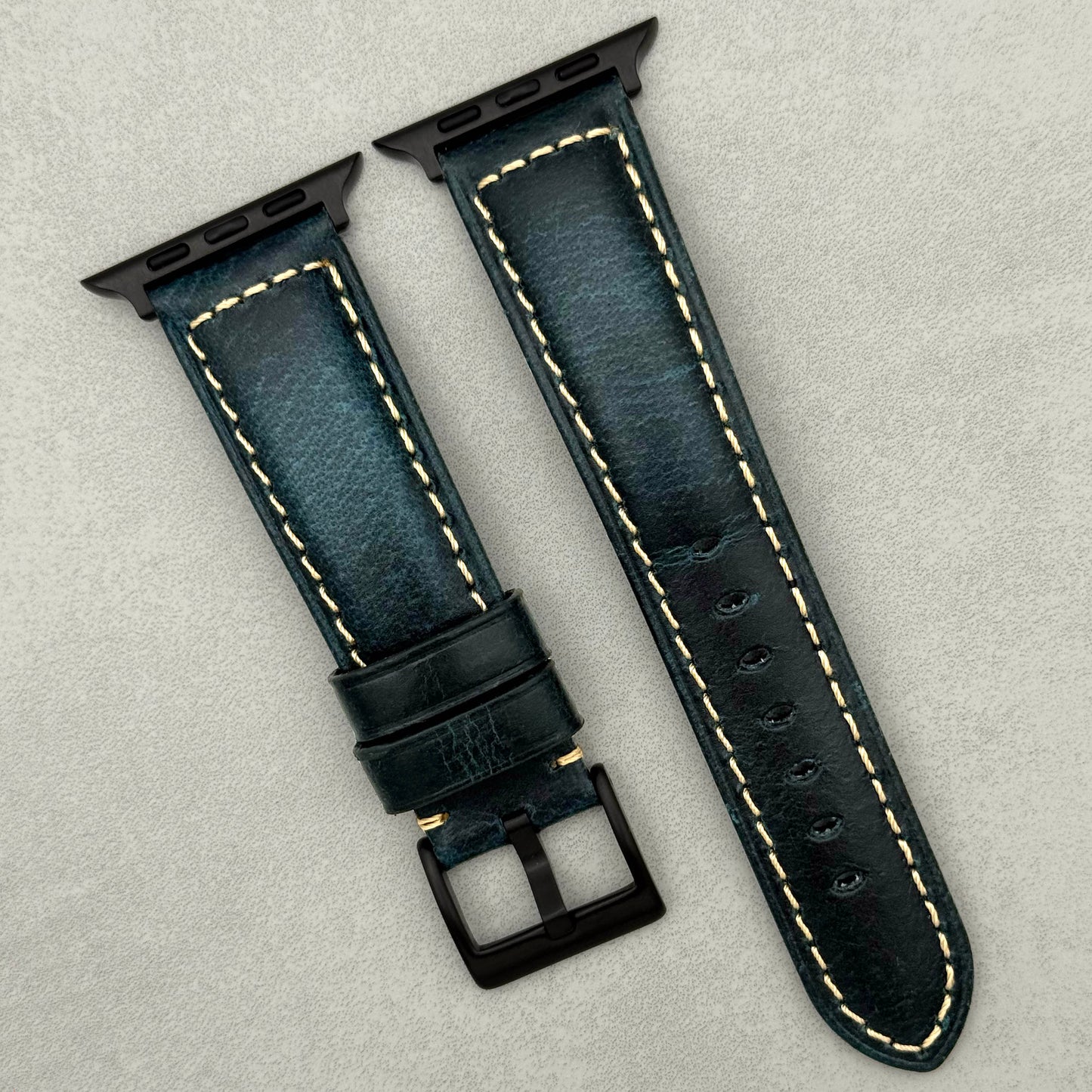 The Berlin: Cracked Electric Blue Padded Leather Apple Watch Strap