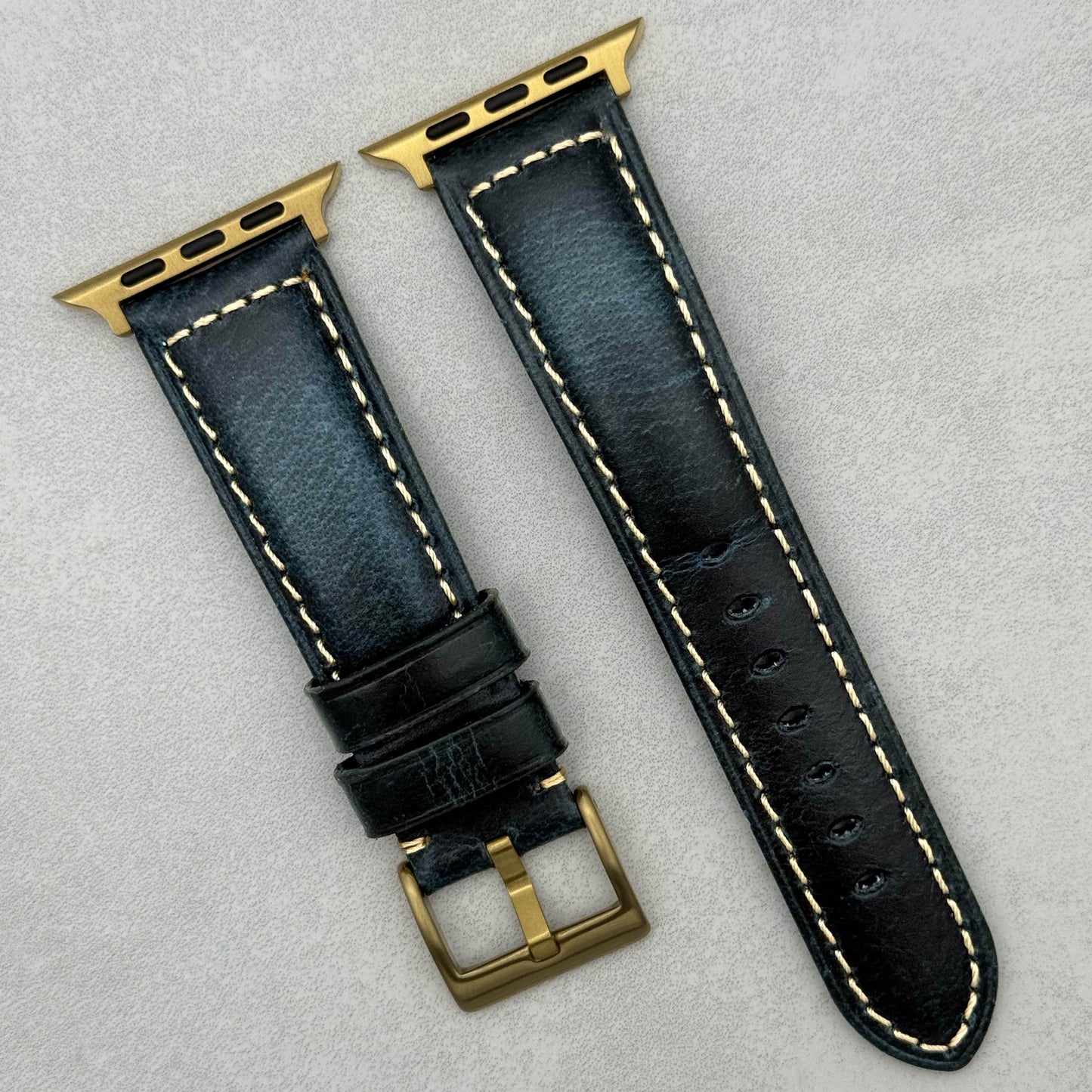 The Berlin: Cracked Electric Blue Padded Leather Apple Watch Strap