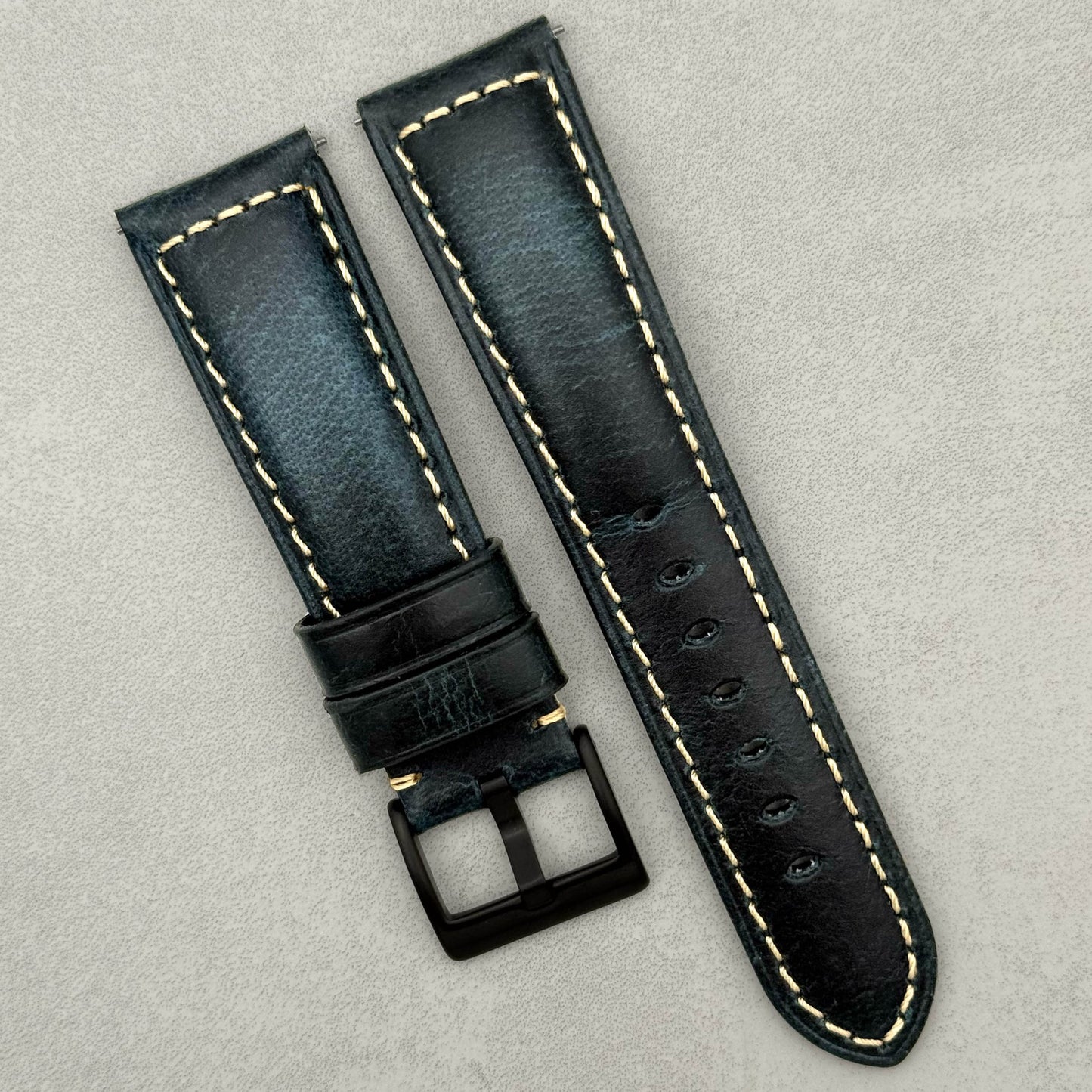 The Berlin: Cracked Blue Padded Leather Watch Strap