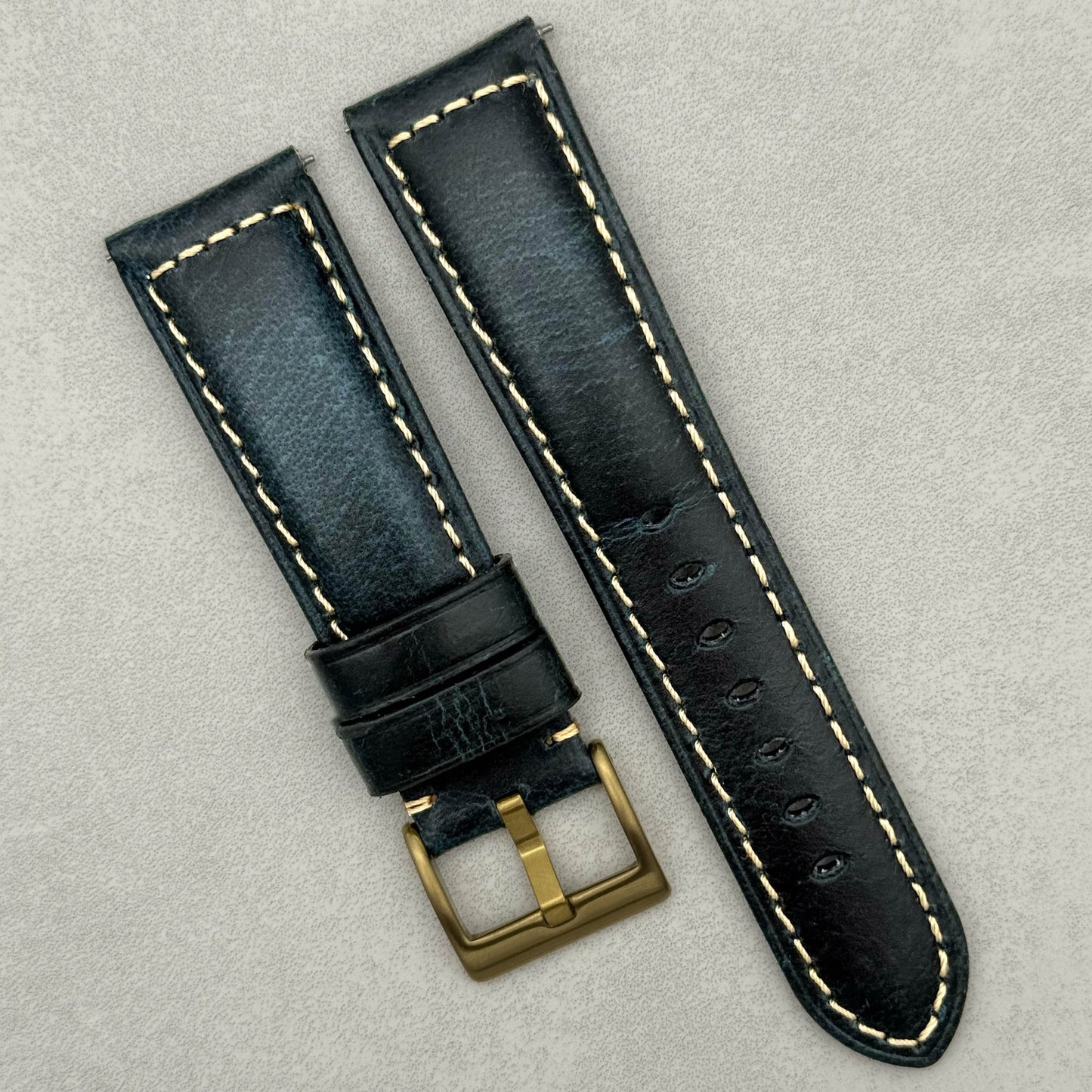 The Berlin: Cracked Blue Padded Leather Watch Strap