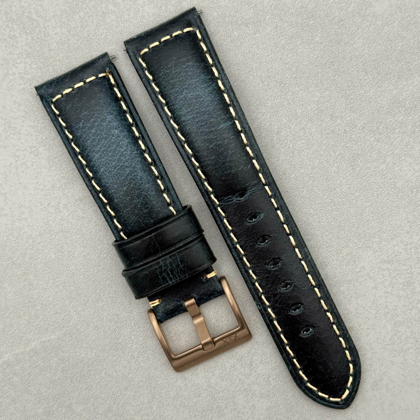 The Berlin: Cracked Blue Padded Leather Watch Strap