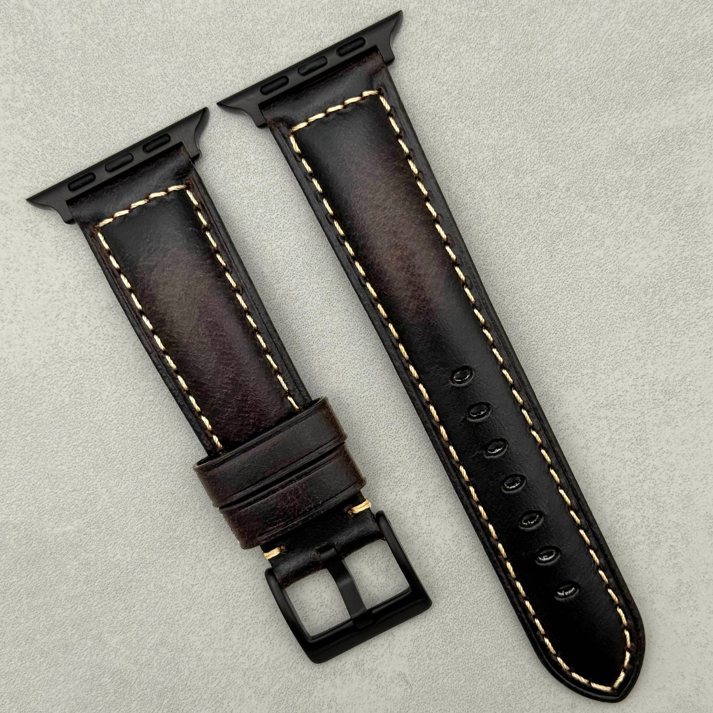 The Berlin: Cracked Brown Padded Leather Apple Watch Strap